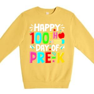 100th Day Of Prek School 100 Days Smarter Teacher Students Premium Crewneck Sweatshirt