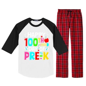 100th Day Of Prek School 100 Days Smarter Teacher Students Raglan Sleeve Pajama Set