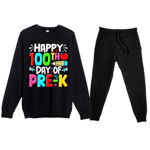 100th Day Of Prek School 100 Days Smarter Teacher Students Premium Crewneck Sweatsuit Set