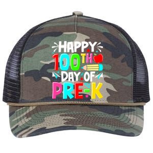 100th Day Of Prek School 100 Days Smarter Teacher Students Retro Rope Trucker Hat Cap