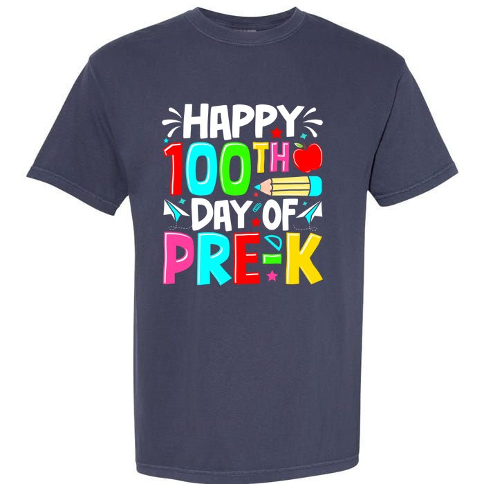 100th Day Of Prek School 100 Days Smarter Teacher Students Garment-Dyed Heavyweight T-Shirt