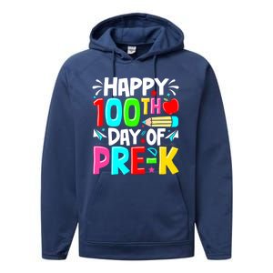 100th Day Of Prek School 100 Days Smarter Teacher Students Performance Fleece Hoodie