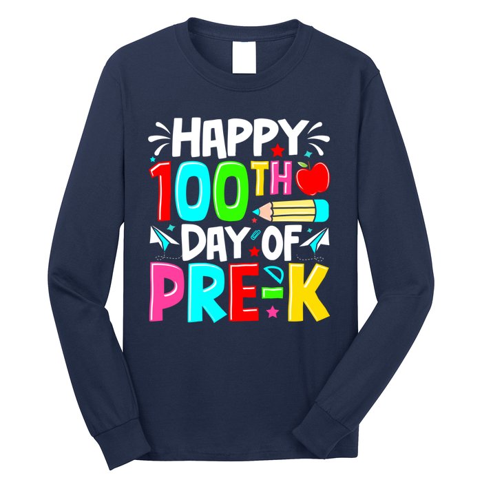 100th Day Of Prek School 100 Days Smarter Teacher Students Long Sleeve Shirt