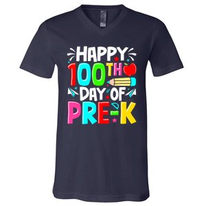 100th Day Of Prek School 100 Days Smarter Teacher Students V-Neck T-Shirt