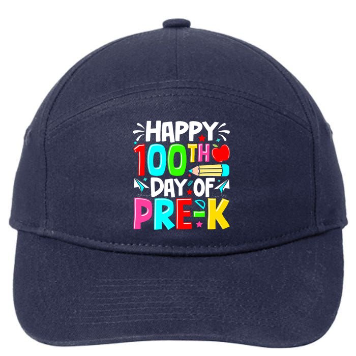 100th Day Of Prek School 100 Days Smarter Teacher Students 7-Panel Snapback Hat