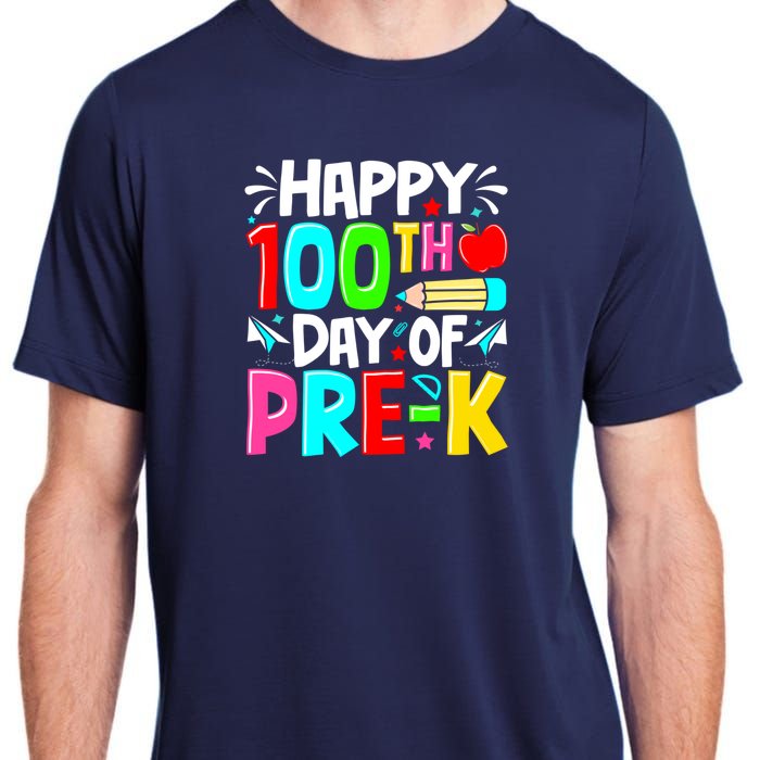 100th Day Of Prek School 100 Days Smarter Teacher Students Adult ChromaSoft Performance T-Shirt