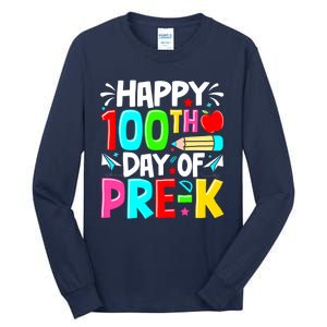 100th Day Of Prek School 100 Days Smarter Teacher Students Tall Long Sleeve T-Shirt