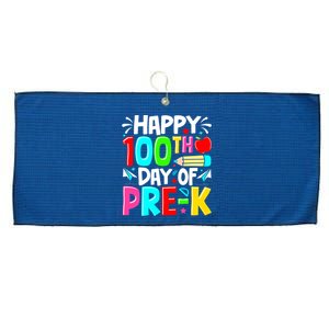 100th Day Of Prek School 100 Days Smarter Teacher Students Large Microfiber Waffle Golf Towel