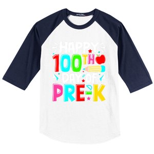 100th Day Of Prek School 100 Days Smarter Teacher Students Baseball Sleeve Shirt