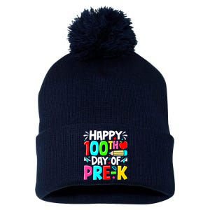 100th Day Of Prek School 100 Days Smarter Teacher Students Pom Pom 12in Knit Beanie