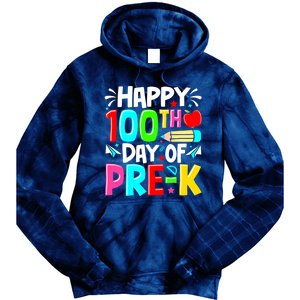 100th Day Of Prek School 100 Days Smarter Teacher Students Tie Dye Hoodie