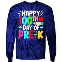 100th Day Of Prek School 100 Days Smarter Teacher Students Tie-Dye Long Sleeve Shirt