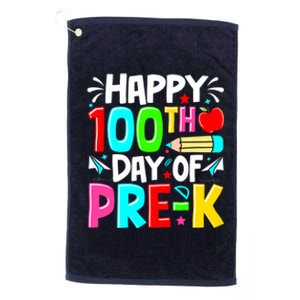 100th Day Of Prek School 100 Days Smarter Teacher Students Platinum Collection Golf Towel