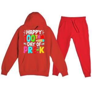 100th Day Of Prek School 100 Days Smarter Teacher Students Premium Hooded Sweatsuit Set