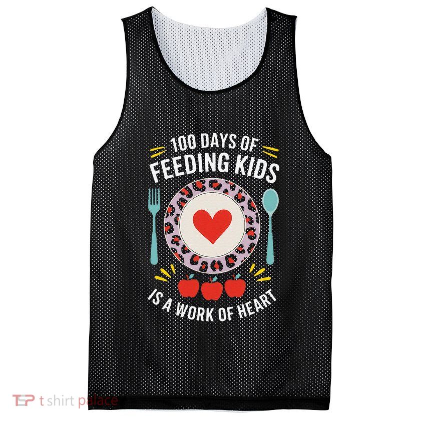 100 Days Of Feeding Is A Work Of Heart ChildrenS Daily Mesh Reversible Basketball Jersey Tank