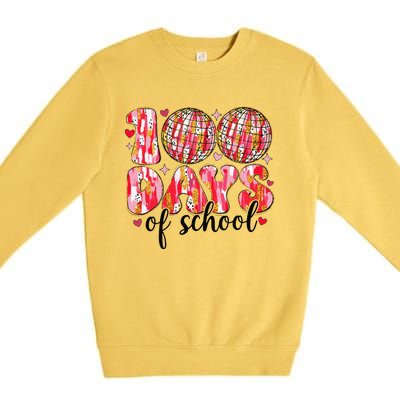 100 Days Of School Retro Disco Ball 100th Day Of School Premium Crewneck Sweatshirt