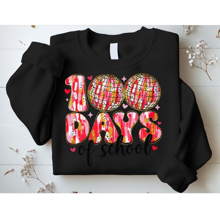 100 Days Of School Retro Disco Ball 100th Day Of School Sweatshirt