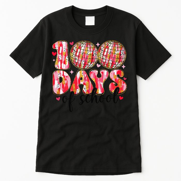 100 Days Of School Retro Disco Ball 100th Day Of School Tall T-Shirt