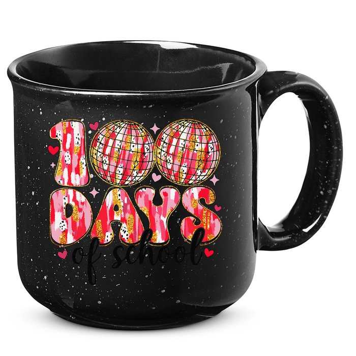 100 Days Of School Retro Disco Ball 100th Day Of School 15oz Campfire Ceramic Mug