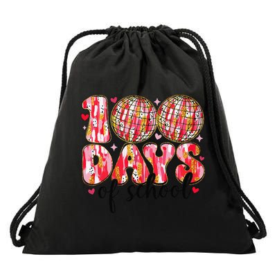 100 Days Of School Retro Disco Ball 100th Day Of School Drawstring Bag