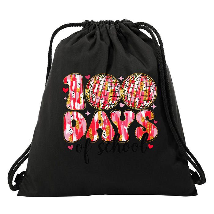 100 Days Of School Retro Disco Ball 100th Day Of School Drawstring Bag