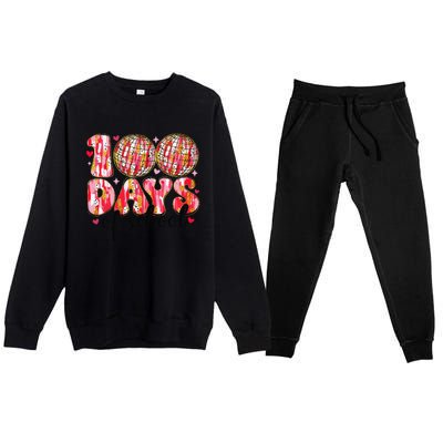 100 Days Of School Retro Disco Ball 100th Day Of School Premium Crewneck Sweatsuit Set