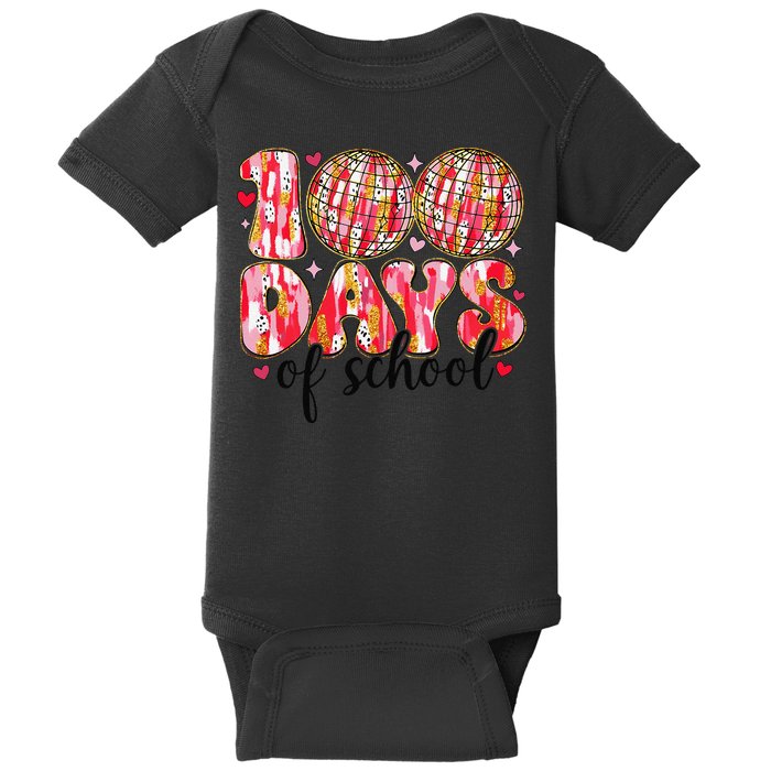 100 Days Of School Retro Disco Ball 100th Day Of School Baby Bodysuit