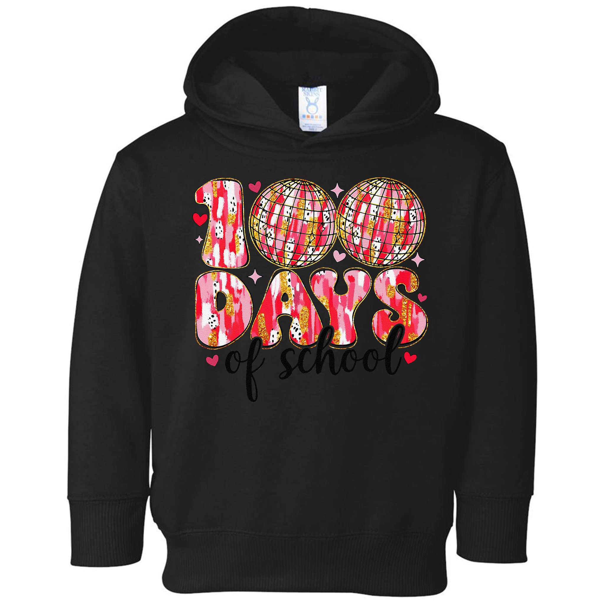 100 Days Of School Retro Disco Ball 100th Day Of School Toddler Hoodie