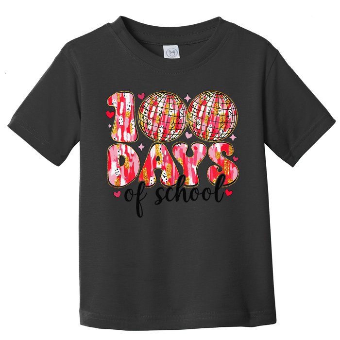 100 Days Of School Retro Disco Ball 100th Day Of School Toddler T-Shirt