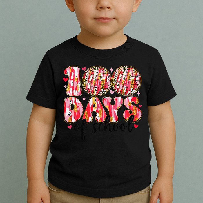 100 Days Of School Retro Disco Ball 100th Day Of School Toddler T-Shirt