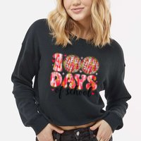 100 Days Of School Retro Disco Ball 100th Day Of School Cropped Pullover Crew