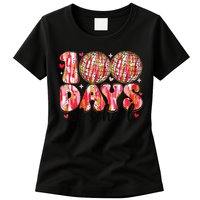 100 Days Of School Retro Disco Ball 100th Day Of School Womens T-Shirt
