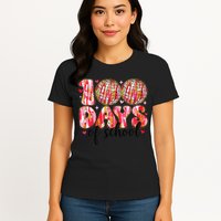 100 Days Of School Retro Disco Ball 100th Day Of School Womens T-Shirt