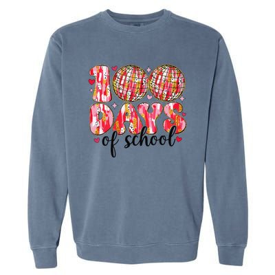 100 Days Of School Retro Disco Ball 100th Day Of School Garment-Dyed Sweatshirt