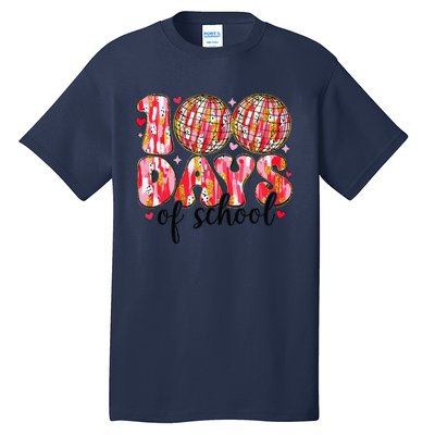 100 Days Of School Retro Disco Ball 100th Day Of School Tall T-Shirt