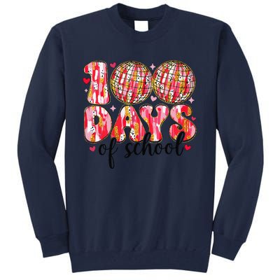 100 Days Of School Retro Disco Ball 100th Day Of School Tall Sweatshirt