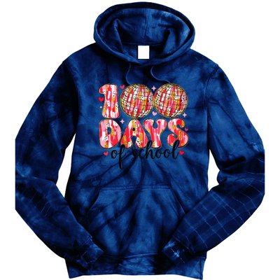 100 Days Of School Retro Disco Ball 100th Day Of School Tie Dye Hoodie