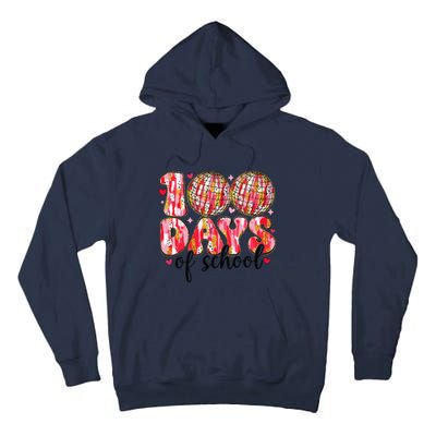 100 Days Of School Retro Disco Ball 100th Day Of School Tall Hoodie