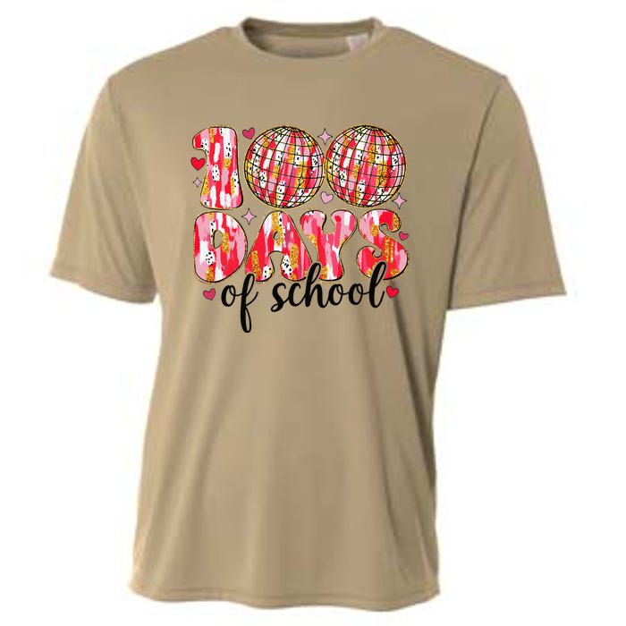 100 Days Of School Retro Disco Ball 100th Day Of School Cooling Performance Crew T-Shirt