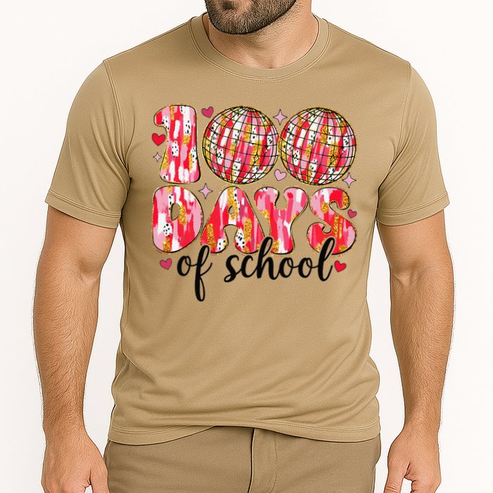 100 Days Of School Retro Disco Ball 100th Day Of School Cooling Performance Crew T-Shirt