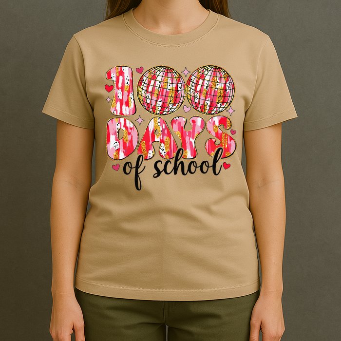 100 Days Of School Retro Disco Ball 100th Day Of School T-Shirt