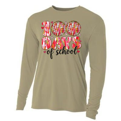 100 Days Of School Retro Disco Ball 100th Day Of School Cooling Performance Long Sleeve Crew