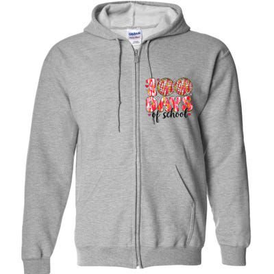 100 Days Of School Retro Disco Ball 100th Day Of School Full Zip Hoodie