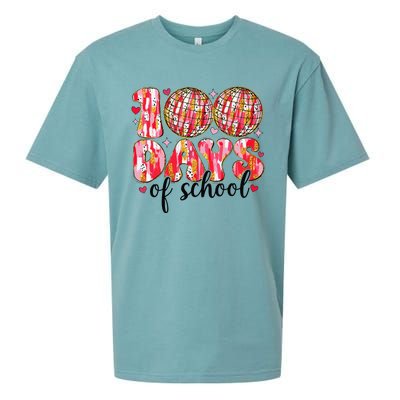 100 Days Of School Retro Disco Ball 100th Day Of School Sueded Cloud Jersey T-Shirt