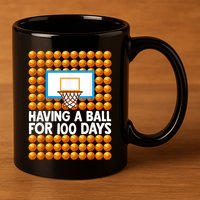 100 Days Of School Basketball 100th Day Balls 11oz C Handle Ceramic Mug