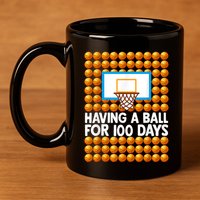100 Days Of School Basketball 100th Day Balls 11oz C Handle Ceramic Mug