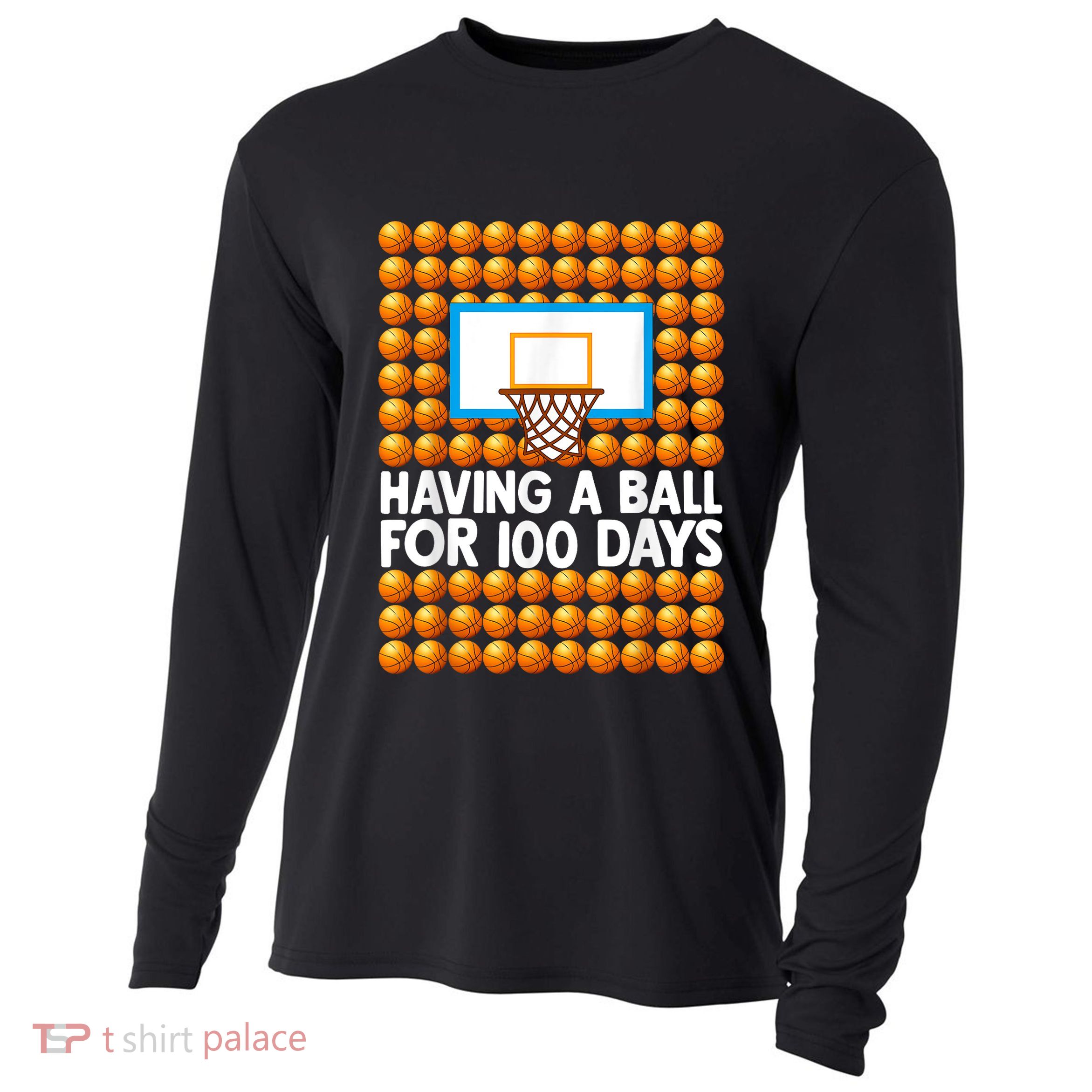100 Days Of School Basketball 100th Day Balls Cooling Performance Long Sleeve Crew