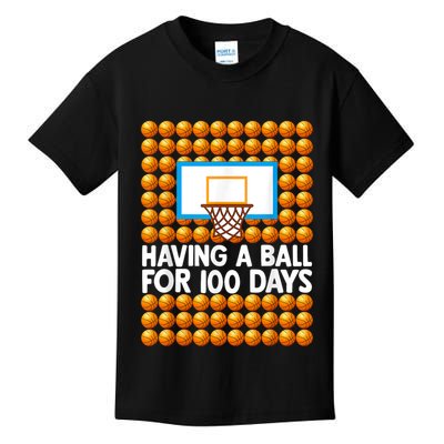 100 Days Of School Basketball 100th Day Balls Kids T-Shirt