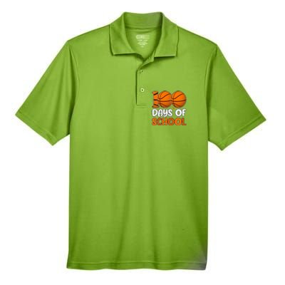 100 Days Of School Basketball Fan Cute Men's Origin Performance Piqué Polo