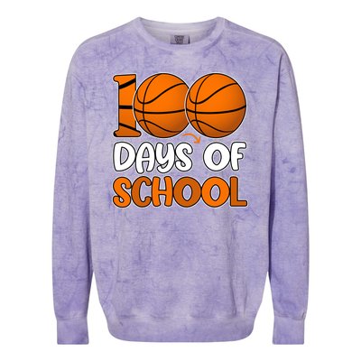 100 Days Of School Basketball Fan Cute Colorblast Crewneck Sweatshirt